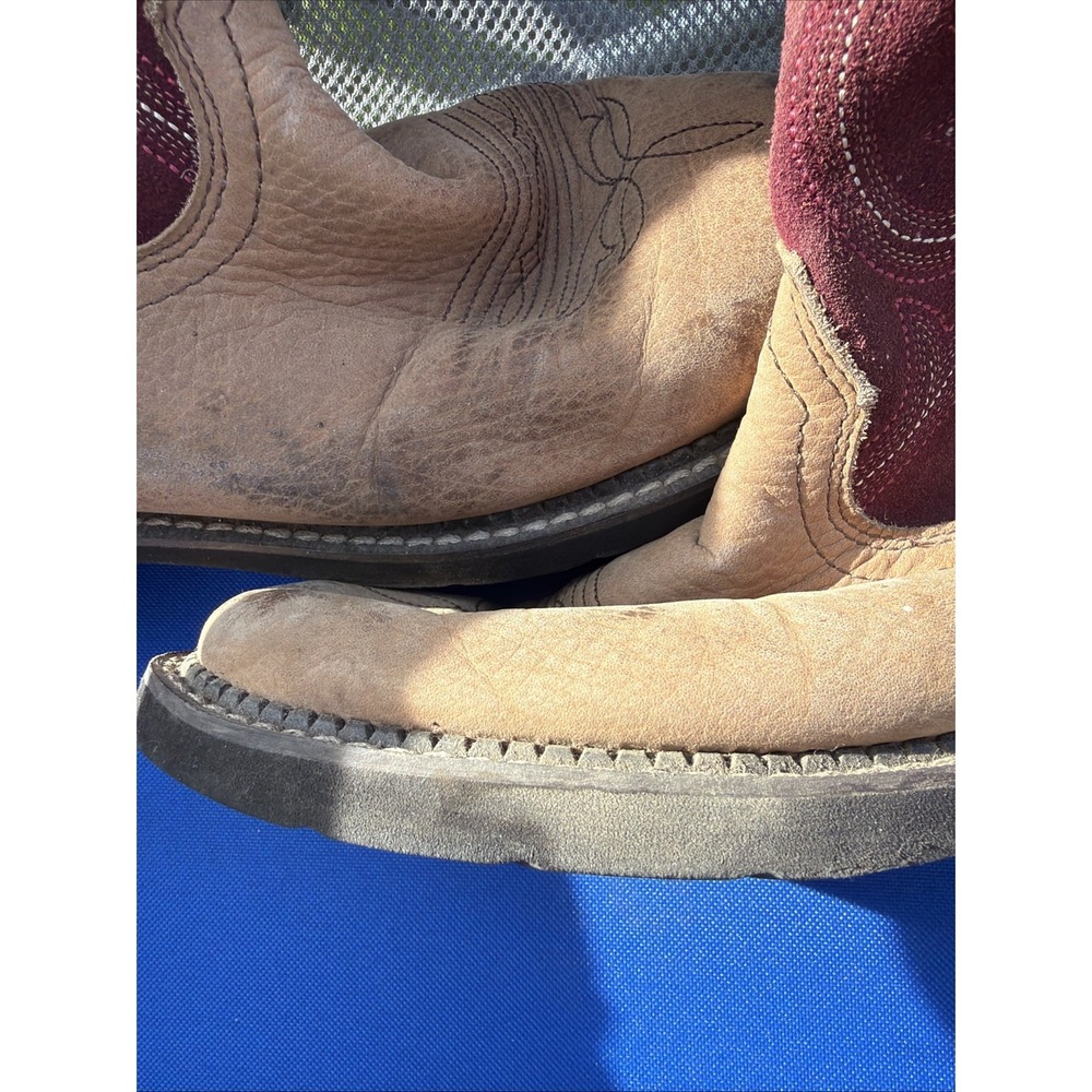 Ariat Boots Fatbaby Heritage 8.5 B Womens 10026116 Burgundy Tan Cowgirl Western - Picture 6 of 16